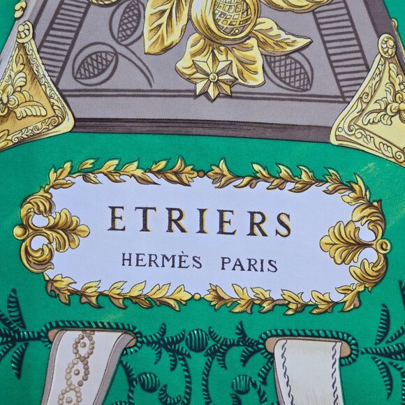 Hermès Vintage Silk Scarf Étriers Stirrups Equestrian Hand Rolled - Picture 2 of 16